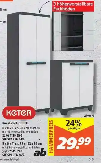 Marktkauf Keter Kunststoffschrank Angebot