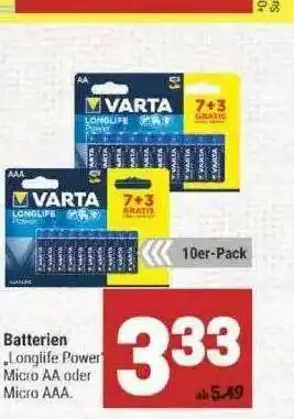 Marktkauf Varta Batterien „longlife Power“ Angebot