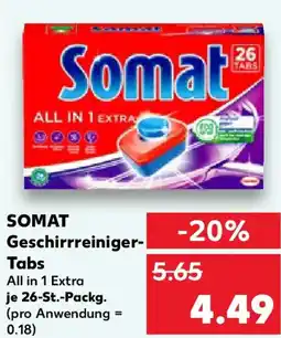 Kaufland SOMAT Geschirrreiniger-Tabs Angebot