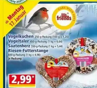 Norma Vogelkuchen Vogeltaler Saatenherz Riesen-futterstange Angebot