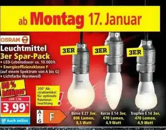 Norma Osram Leuchtmittel 3er Spar-pack Angebot