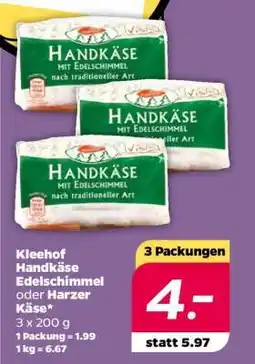 NETTO Kleehof Handkäse Edelschimmel oder Harzer Käse Angebot