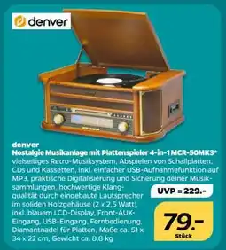 NETTO denver Nostalgie Musikanlage mit Plattenspieler 4-in-1 MCR-50MK3 Angebot