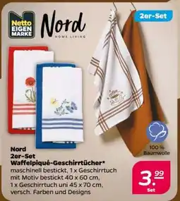 NETTO Nord 2er-Set Waffelpiqué-Geschirrtücher Angebot
