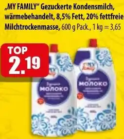 Mix Markt MY FAMILY Gezuckerte Kondensmilch, wärmebehandelt Angebot