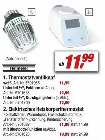 toom Baumarkt Thermostatventilkopf Elektrisches Heizkörperthermostat Angebot