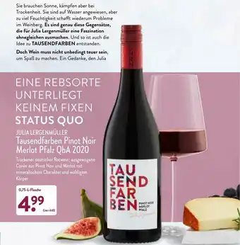 Aldi Nord Julie Lergenmüiller Tausendfarben Pinot Noir Merlot Pfalz Qba 2020 Angebot