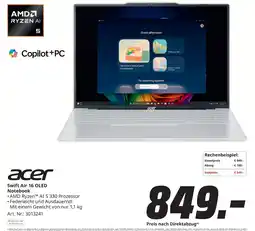 MediaMarkt Acer swift air 16 oled notebook Angebot