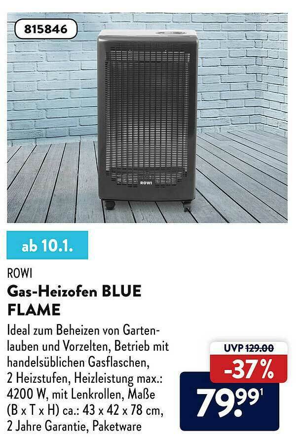 Rowi Gasheizofen Blue Flame Angebot bei Aldi Süd