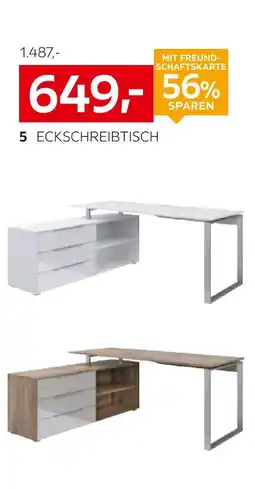 XXXLutz Eckschreibtisch in weiß und weißglas Angebot