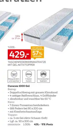 XXXLutz Novel taschenfederkernmatratze mit gel-aktivtopper curacau 1000 ge Angebot