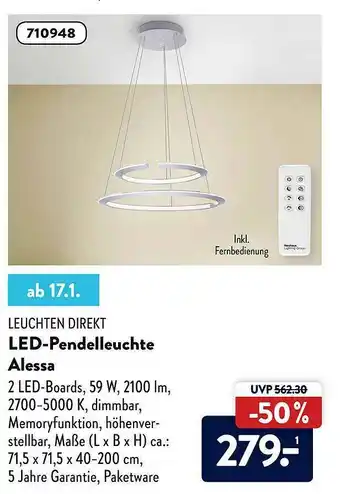 Aldi Süd Leuchten Direkt Led-pendelleuchte Alessa Angebot