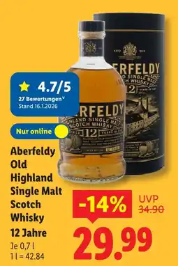 Lidl Aberfeldy old highland single malt scotch whisky 12 jahre Angebot