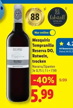Lidl Navarra mezquiriz tempranillo reserva do Angebot
