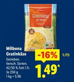 Lidl Milbona gratinkäse Angebot