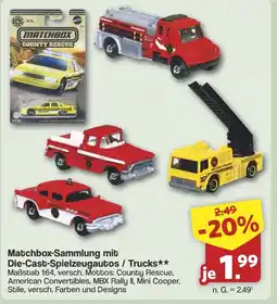Famila Nord West Matchbox-Sammlung mit Die-Cast-Spielzeugautos / Trucks Angebot