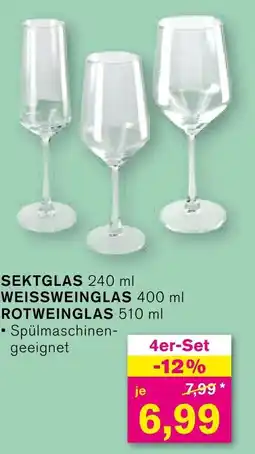 KODi SEKTGLAS 240 ml, WEISSWEINGLAS 400 ml o. ROTWEINGLAS 510 ml Angebot