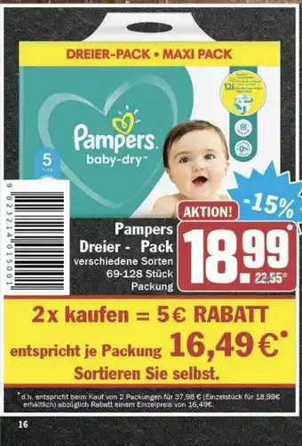 Hit Pampers Dreier - Pack Angebot