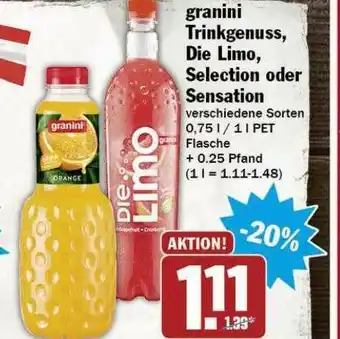 Hit Granini Trinkgenuss, Die Limo, Selection Oder Sensation Angebot