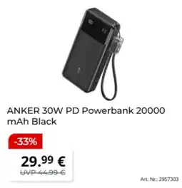 MediaMarkt ANKER 30W PD Powerbank 20000 mAh Black Angebot