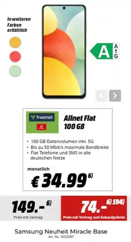 MediaMarkt Samsung Neuheit Miracle Base + Allnet Flat 100 GB Angebot