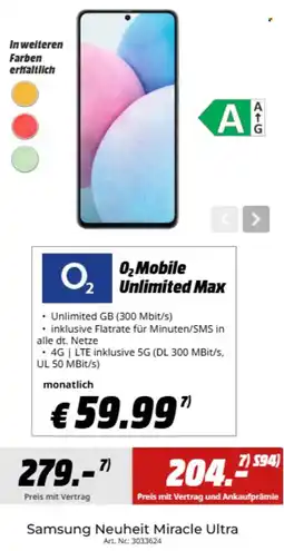 MediaMarkt Samsung Neuheit Miracle Ultra + O₂Mobile Unlimited Max Angebot