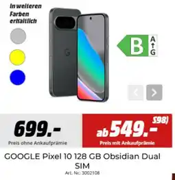 MediaMarkt GOOGLE Pixel 10 128 GB Obsidian Dual SIM Angebot
