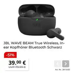 MediaMarkt JBL WAVE BEAM True Wireless, In- ear Kopfhörer Bluetooth Schwarz Angebot