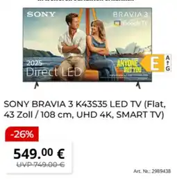 MediaMarkt SONY BRAVIA 3 K43S35 LED TV Angebot