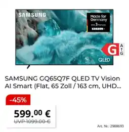 MediaMarkt SAMSUNG GQ65Q7F QLED TV Angebot