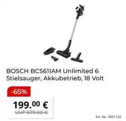 MediaMarkt BOSCH BCS611AM Unlimited 6 Stielsauger, Akkubetrieb, 18 Volt Angebot
