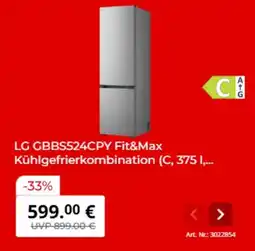 MediaMarkt LG GBBS524CPY Fit&Max Kühlgefrierkombination (C, 375 I,... Angebot