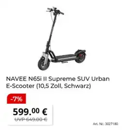 MediaMarkt NAVEE N65i II Supreme SUV Urban E-Scooter (10,5 Zoll, Schwarz) Angebot