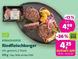 Biomarkt KÖNIGSHOFER Rindfleischburger Angebot