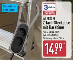 Aldi Nord WORKZONE 2-fach-Steckdose mit Karabiner Angebot