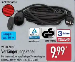 Aldi Nord WORKZONE Verlängerungskabel Angebot