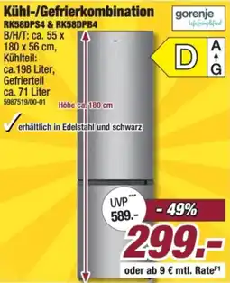 Poco gorenje Kühl-/Gefrierkombination RK58DPS4 & RK58DPB4 Angebot