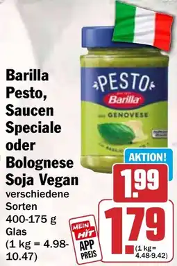 HIT Barilla Pesto, Saucen Speciale oder Bolognese Soja Vegan Angebot