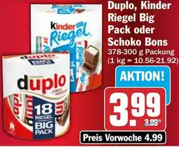 HIT Duplo, Kinder Riegel Big Pack oder Schoko Bons Angebot