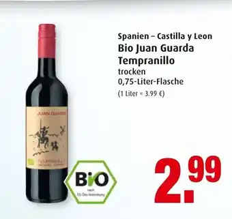 Markant Spanien Castilla y Leon Bio Juan Guarda Tempranillo 0,75L Angebot