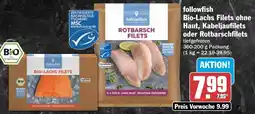 HIT followfish Bio-Lachs Filets ohne Haut, Kabeljaufilets oder Rotbarschfilets Angebot