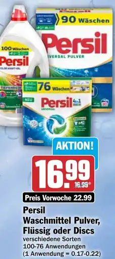 HIT Persil Waschmittel Pulver, Flüssig oder Discs Angebot