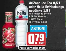 HIT AriZona Ice Tea oder Hella Erfrischungs- getränke Angebot