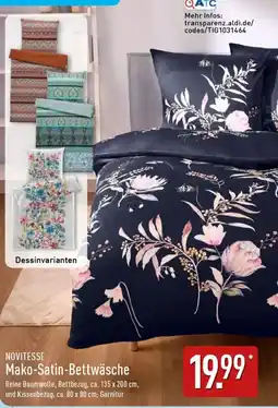 Aldi Nord NOVITESSE Mako Satin Bettwäsche Angebot