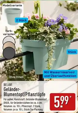 Aldi Nord BELAVI Geländer- Blumentopf/Pflanztöpfe Angebot