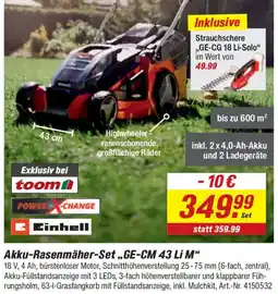 toom Baumarkt Einhell Akku-Rasenmäher-Set ,,GE-CM 43 Li M" Angebot