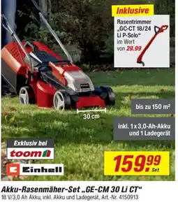 toom Baumarkt Einhell Akku-Rasenmäher-Set ,,GE-CM 30 Li CT" Angebot