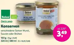 Biomarkt ÖKOLAND Konserven Angebot
