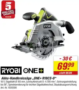 toom Baumarkt RYOBI Akku-Handkreissäge „ONE+ R18CS-0" Angebot