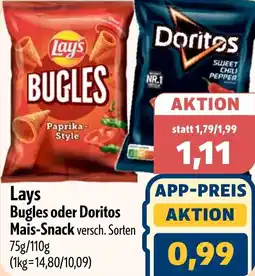 Aktiv Irma Lays Bugles oder Doritos Mais-Snack Angebot